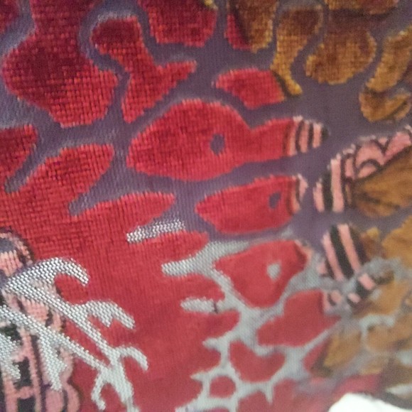 Carole Little Blouse Long Sleeve Top Medium Textured Sheer Colorful Velvety - Picture 5 of 12